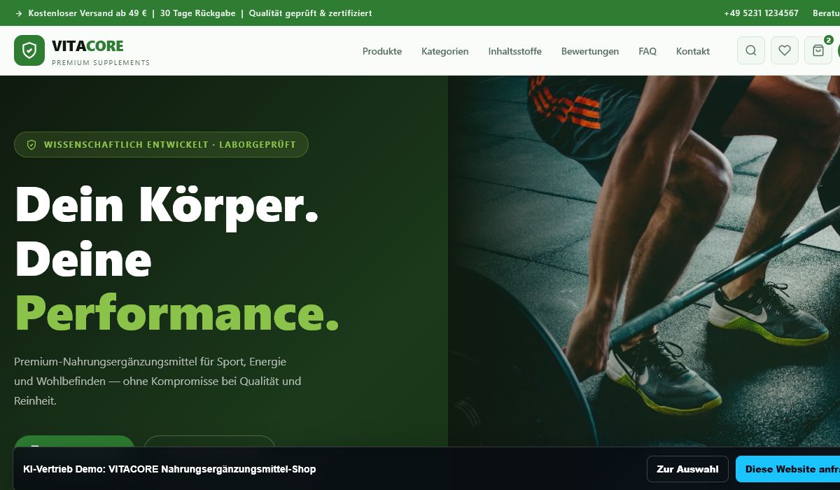 Vorschau VITACORE Online-Shop